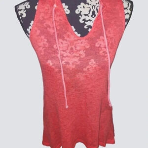 CORAL hooded lightweight Sleeveless sweater